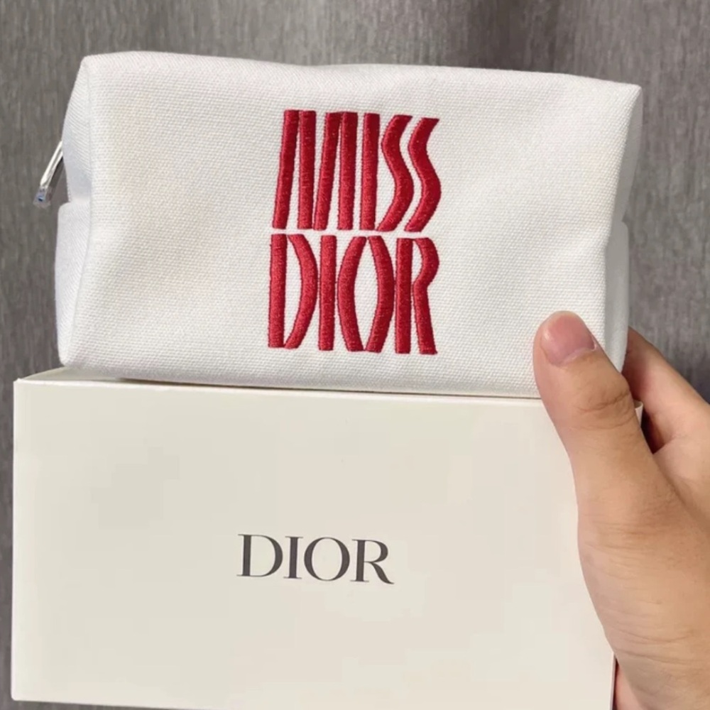 Dior White cosmetic bag